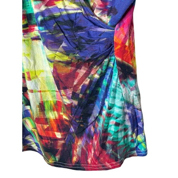 Women's bright tie dye faux wrap  Y2K 90s stretch top size M/L - Picture 4 of 6